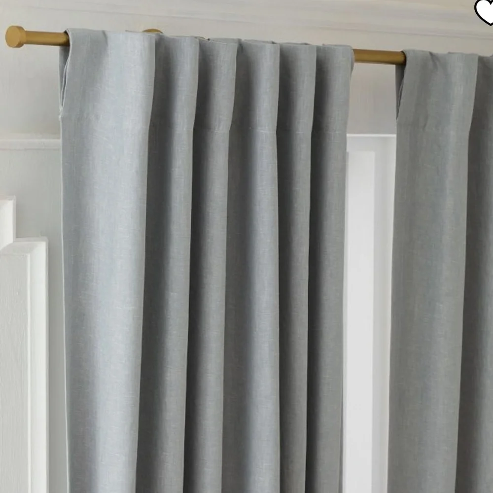 West Elm European Flax Linen Blackout Curtain in Chambray Melange 48x96